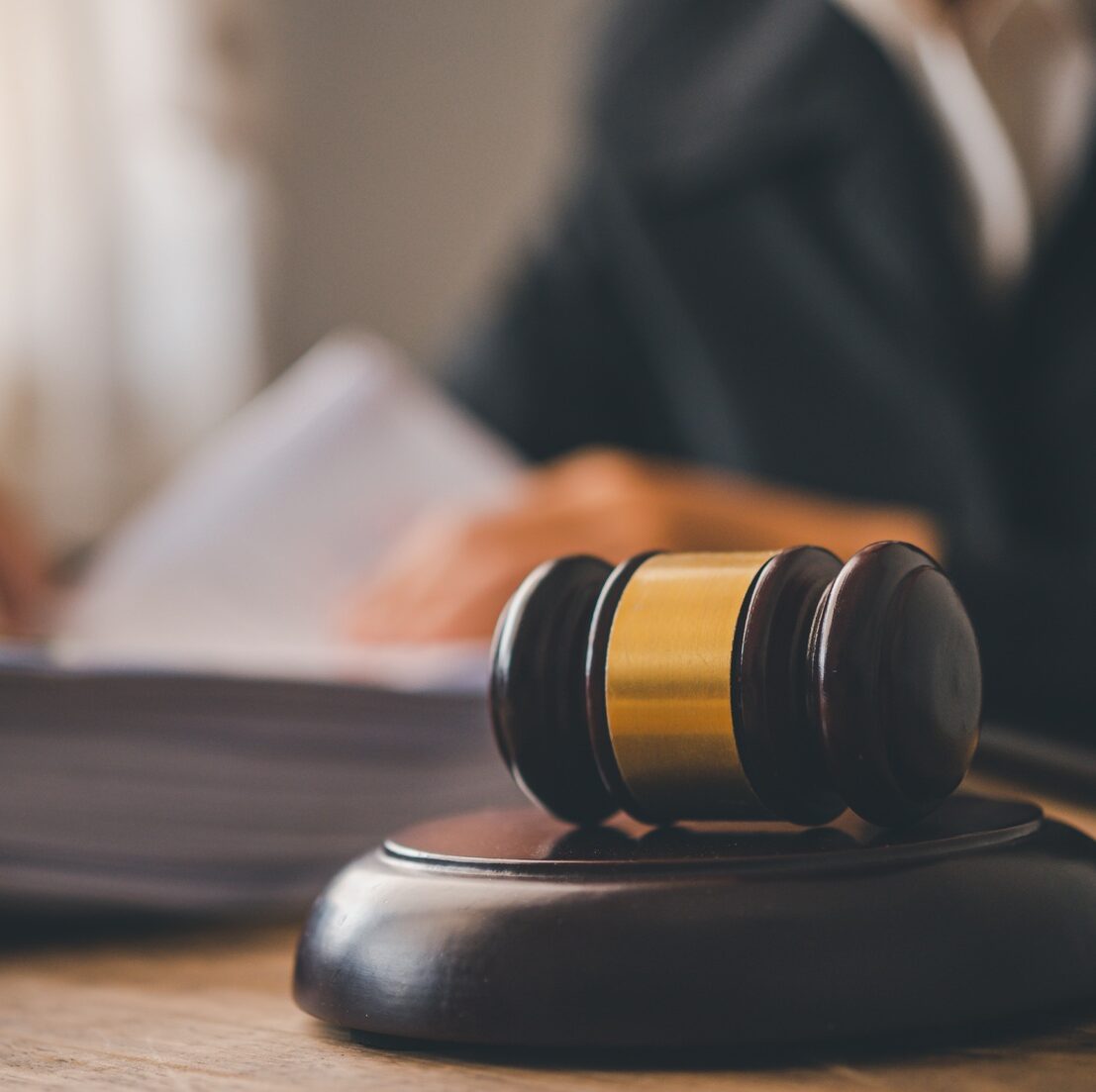 Law theme, mallet of the judge, law enforcement officers, evidence-based cases