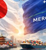 Flags of Japan and MERCOSUR in an international trade setting